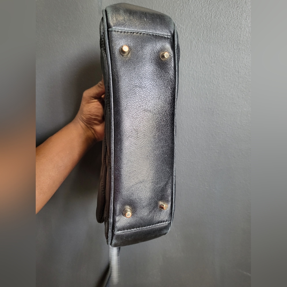 Dkny Lara Flap Lamb Leather Quilted Shoulder Bag Blac… Gem